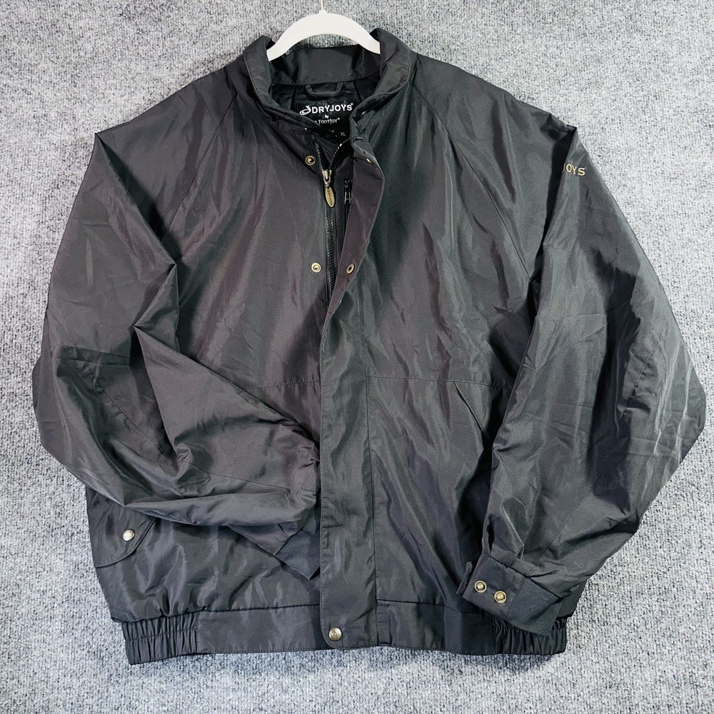 Footjoy Dryjoy Golf Jacket Men XL Black Lined Water Resistant Full Zip Outerwear